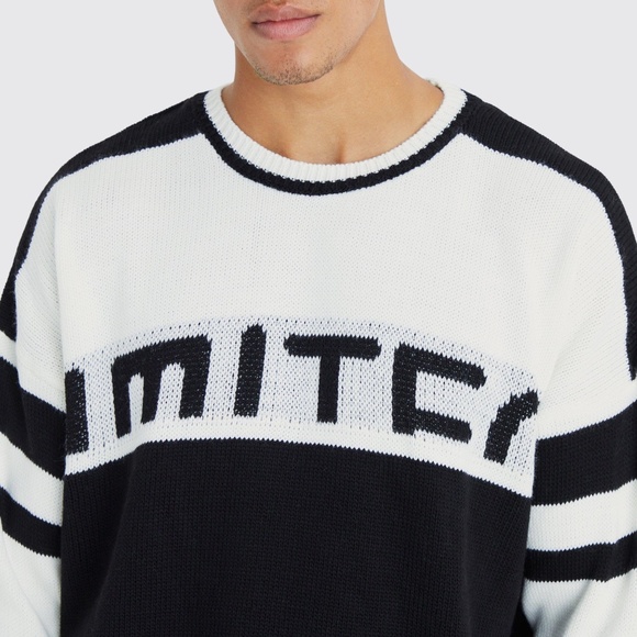 Boohoo Man Oversized Boxy Color Block Sweater - Picture 2 of 15